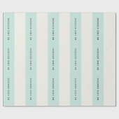 Vanilla & Mint Preppy Stripes Aangepaste naam brui Cadeaupapier (Vlak)