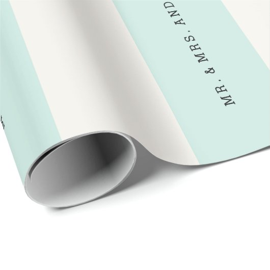 Vanilla & Mint Preppy Stripes Aangepaste naam brui Cadeaupapier (Rol Hoek)