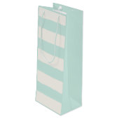 Vanilla & Mint Rough Edge Stripes Name Wedding Wijn Cadeautas (Achterkant Gekanteld)