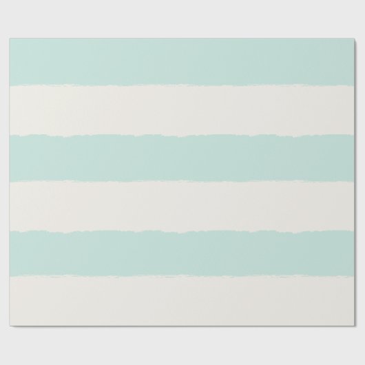 Vanilla & Mint Rough Edge Stripes Patroon Wedding Cadeaupapier (Vlak)