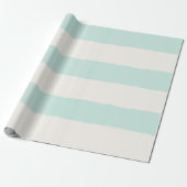 Vanilla & Mint Rough Edge Stripes Patroon Wedding Cadeaupapier (Uitgerold)
