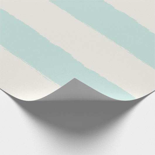 Vanilla & Mint Rough Edge Stripes Patroon Wedding Cadeaupapier (Hoek)