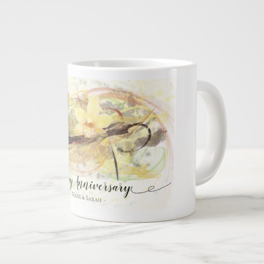 Vanilla Orchid Flower Abstract Art Calligrafie Grote Koffiekop (Voorkant rechts)