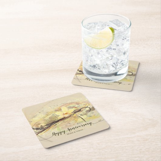 Vanilla Orchid Flower Abstract Art Calligrafie Kartonnen Onderzetters (Insitu)