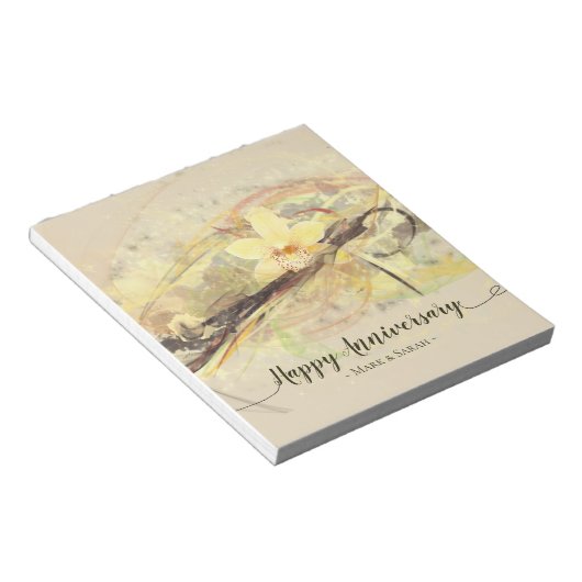 Vanilla Orchid Flower Abstract Art Calligrafie Notitieblok (Schuin)