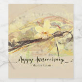 Vanilla Orchid Flower Abstract Art Calligrafie Wijn Etiket (Enkel label)