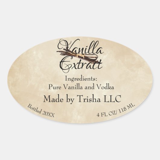 Vanilla Oval Personalize Product Label (Voorkant)