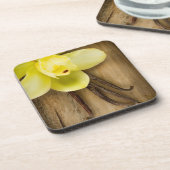 Vanilla Pods and Flower over Wooden Background Drankjes Onderzetter (Linkerzijde)