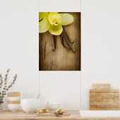 Vanilla Pods and Flower over Wooden Background Poster (Keuken)