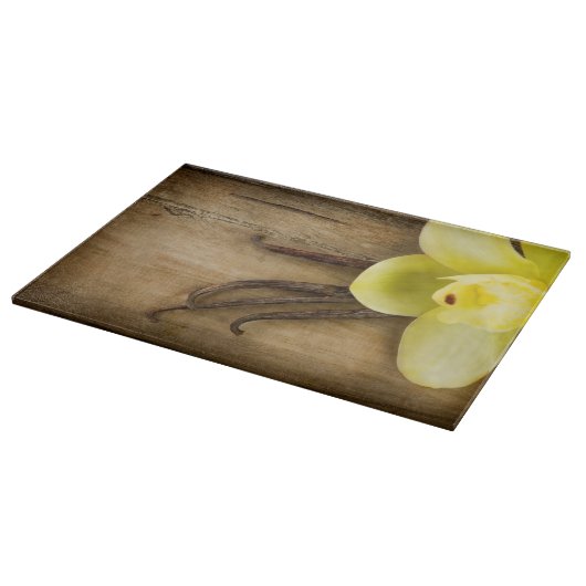 Vanilla Pods and Flower over Wooden Background Snijplank (Hoek)