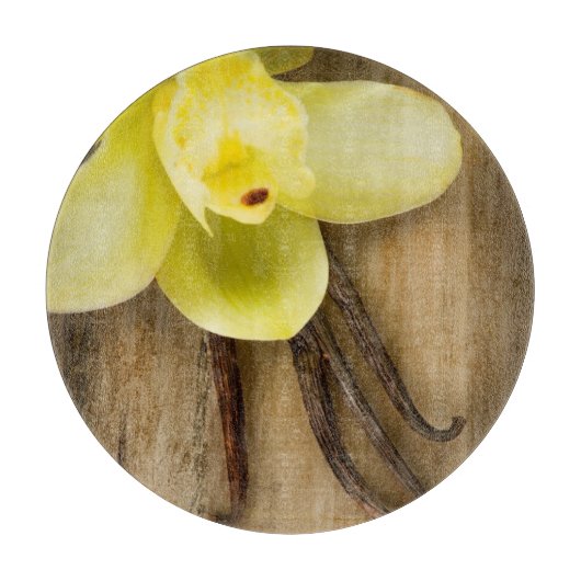 Vanilla Pods and Flower over Wooden Background Snijplank (Voorkant)
