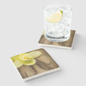 Vanilla Pods and Flower over Wooden Background Stenen Onderzetter (Zijkant)