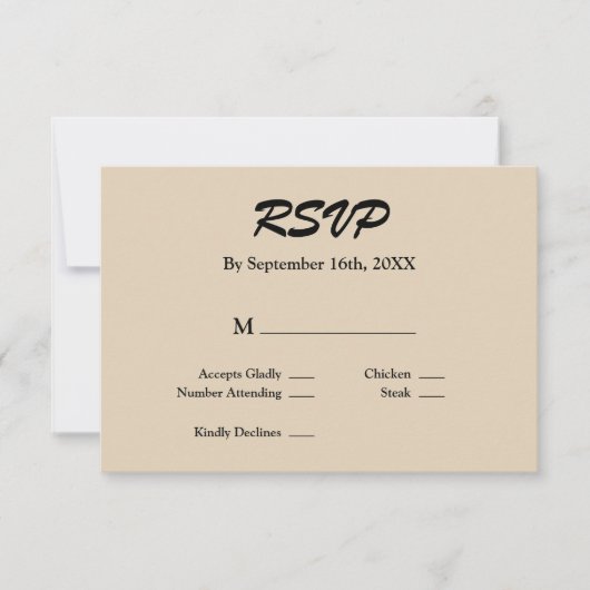 Vanilla RSVP-kaart RSVP Kaartje (Voorkant)