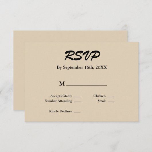 Vanilla RSVP-kaart RSVP Kaartje (Voorkant / Achterkant)