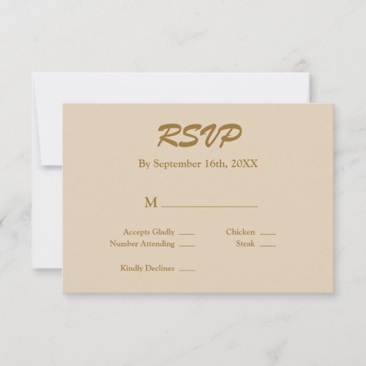 Vanilla RSVP-kaart RSVP Kaartje (Voorkant)