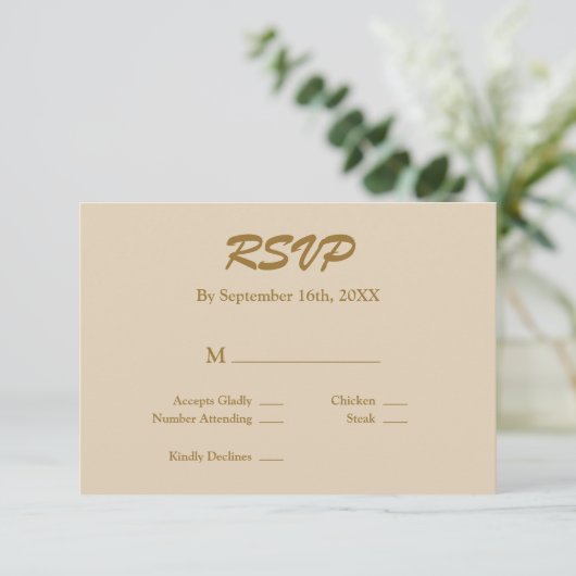 Vanilla RSVP-kaart RSVP Kaartje (Staand voorkant)