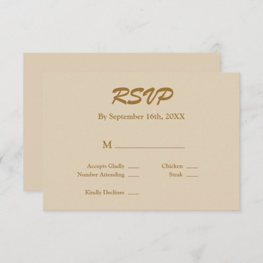 Vanilla RSVP-kaart RSVP Kaartje (Voorkant / Achterkant)