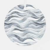 Vanilla Silver Confetti Glitzy Glam Christmas Metalen Ornament (Achterkant)