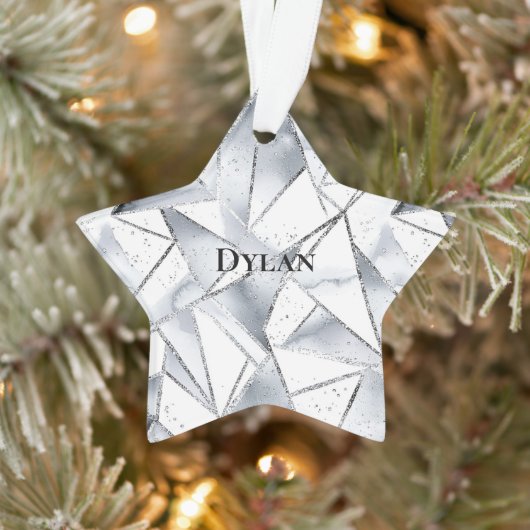 Vanilla Silver Confetti Glitzy Glam Christmas Ornament (Boom)