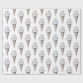 Vanilla Silver Confetti Ice Cream Cone Verjaardag Cadeaupapier (Vlak)