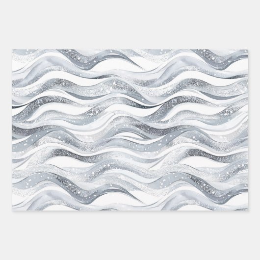 Vanilla Silver Confetti Ice Cream Cone Verjaardag Inpakpapier Vel (Voorkant 3)