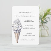 Vanilla Silver Confetti Ice Cream Cone Verjaardag Kaart (Staand voorkant)