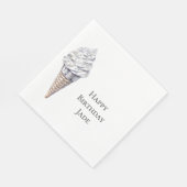 Vanilla Silver Confetti Ice Cream Cone Verjaardag Servet (Hoek)