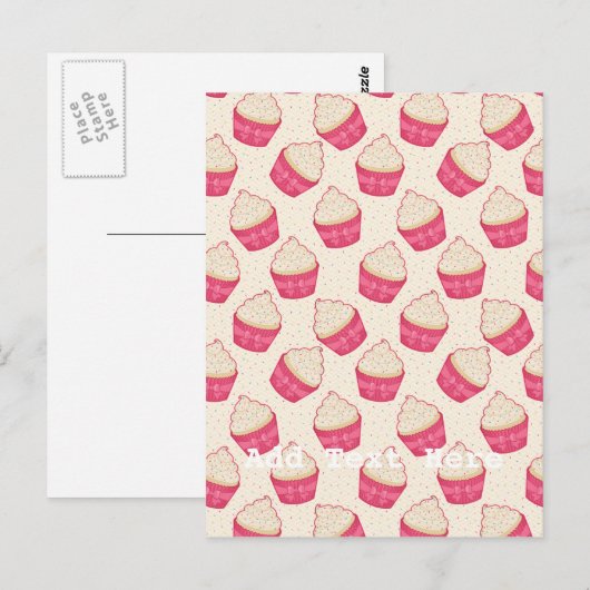 Vanilla Sprinkle Cupcake Pattern Briefkaart (Voorkant / Achterkant)