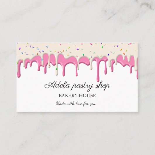 Vanilla strawberry Frosting Drip Visitekaartje (Voorkant)