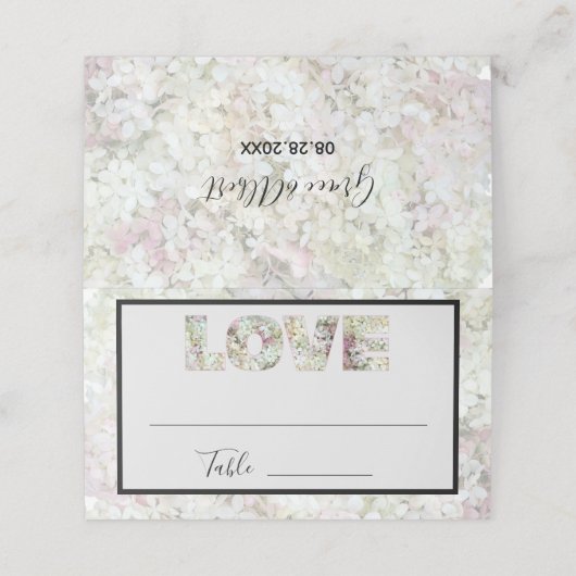 Vanilla Strawberry Hydrangea Folded Place Card Plaatskaartje (Buitenkant ongevouwen)