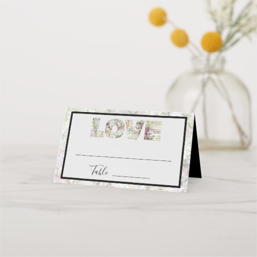 Vanilla Strawberry Hydrangea Folded Place Card Plaatskaartje (Voorkant)