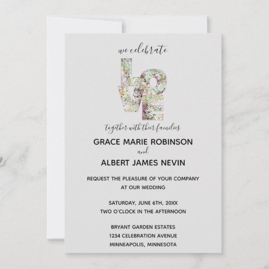 Vanilla Strawberry Hydrangeas Wedding Kaart (Voorkant)