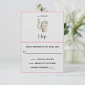 Vanilla Strawberry Hydrangeas Wedding RSVP Kaart (Staand voorkant)