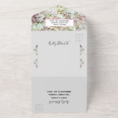 Vanilla Strawberry Hydrangeas Wedding Theme All In One Uitnodiging (Buitenkant)