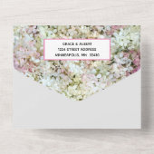 Vanilla Strawberry Hydrangeas Wedding Theme All In One Uitnodiging (Achterkant)