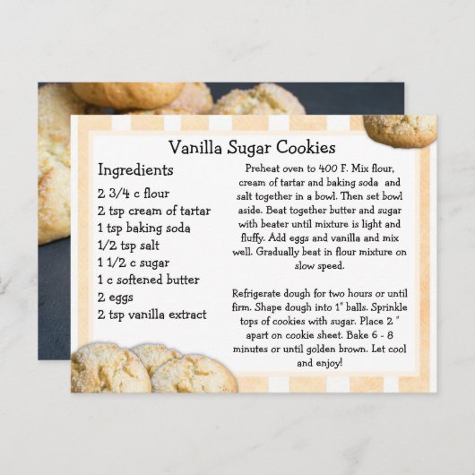 Vanilla Sugar Cookies Recipcard Briefkaart (Voorkant / Achterkant)