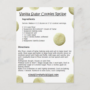 Vanilla Sugar Cookies Recipe Cards Briefkaart