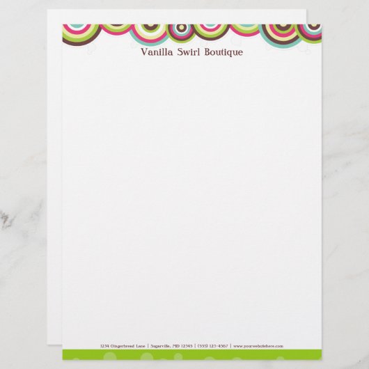 Vanilla Swirl Letterhead Persoonlijk Briefhoofd (Voorkant / Achterkant)