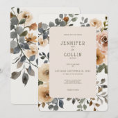 Vanilla White Boho Roses Cream Wedding Kaart (Voorkant / Achterkant)