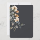 Vanilla White Boho Rozen Blue Wedding Invitation Kaart (Achterkant)