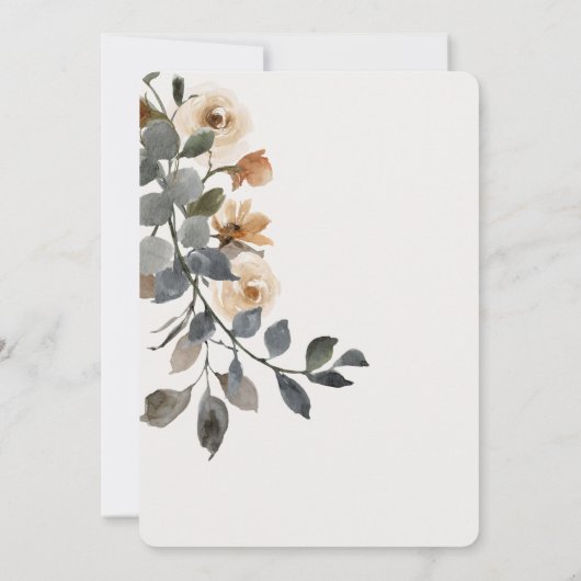 Vanilla White Boho Rozen Cream Wedding Uitnodiging (Achterkant)