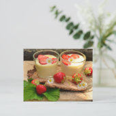 VANILLE AARDBEI DESSERT POSTCROSSING BRIEFKAART (Staand voorkant)