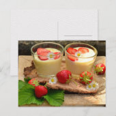 VANILLE AARDBEI DESSERT POSTCROSSING BRIEFKAART (Voorkant / Achterkant)