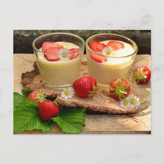 VANILLE AARDBEI DESSERT POSTCROSSING BRIEFKAART (Voorkant)