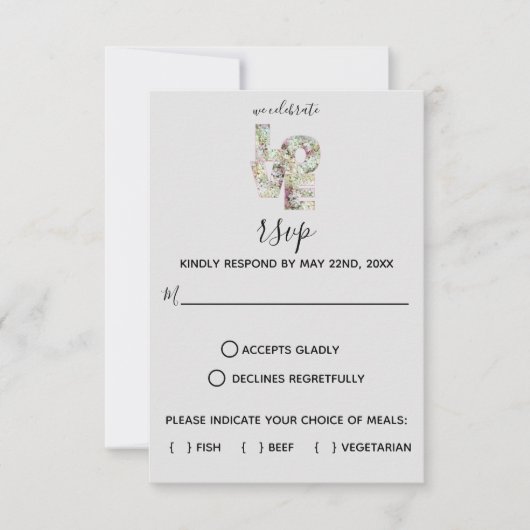 Vanille Aardbei Hydrangeas Bruiloft RSVP-kaart RSVP Kaartje (Voorkant)