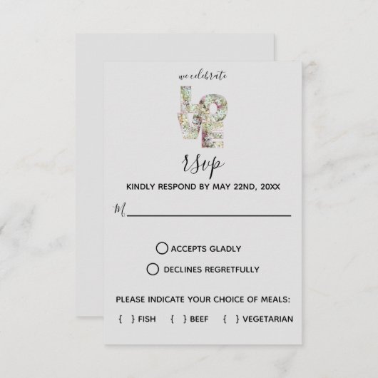 Vanille Aardbei Hydrangeas Bruiloft RSVP-kaart RSVP Kaartje (Voorkant / Achterkant)