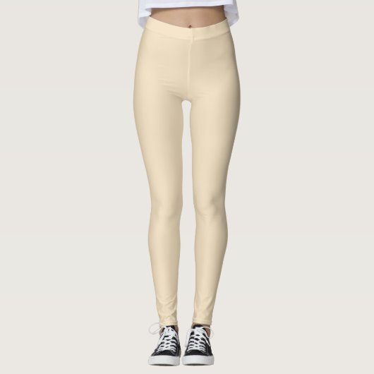 Vanille beige effen kleur leggings (Voorkant)