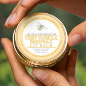 Vanille bijenwas lippenbalsem zalf bruin tan tin l ronde sticker