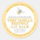 Vanille bijenwas lippenbalsem zalf bruin tan tin l ronde sticker (Voorkant)
