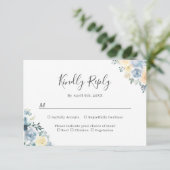 Vanille Blauw Bloem Bruiloft RSVP Kaart (Staand voorkant)